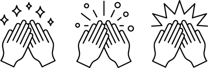 Fototapeta premium Set of Hand Clap Icons Representing Applause, Celebration, and Recognition for Social and Event DesignsSet of Hand Clap Icons Representing Applause, Celebration, and Recognition for Social and Event D