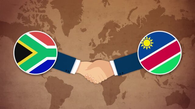 High Quality Animation Featuring Handshake of South Africa and Namibia