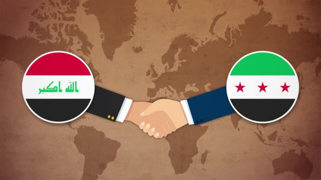High Quality Animation Featuring Handshake of Syria and Iraq