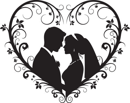 Romantic Couple Heart Silhouette