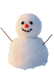 Naklejka premium Isolated traditional snowman smiling happily with a carrot nose, symbol of winter fun