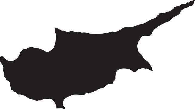 Black silhouette map of Cyprus island a simple vector illustration for geography travel and educational designs isolated on white background