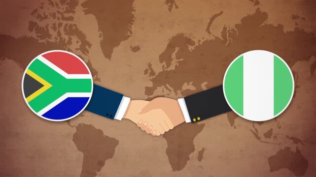 High Quality Animation Featuring Handshake of Nigeria and South Africa
