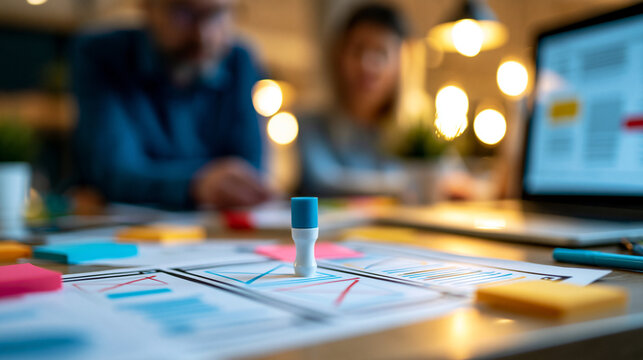 Close-up of faceless UX developer and UI designer brainstorming interface wireframe design at a creative digital development agency. Defocused background. UX UI brainstorm,