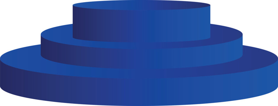 A 3d rendering of a blue cylindrical object with three concentric circular layers on a white background