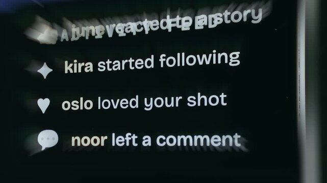 Notifications from a social media application displaying recent user interactions