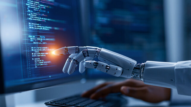 Intelligent machine coding software using a virtual keyboard and screens for an AI development and automation concept. Virtual keyboard coding, machine intelligence, AI