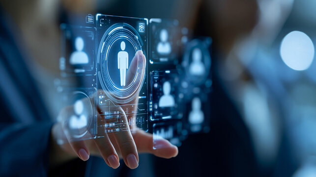 Human resources solutions digital interface concept showing HR technology, employee management, and workforce planning. HR solutions interface, digital HR, employee management,