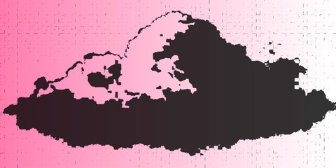 Abstract black ink grunge vector map of Europe with textured world geography illustration and splatter design © Asad Shehbaz