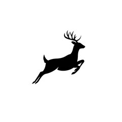 Fototapeta premium Black deer silhouette running isolated on a transparent background