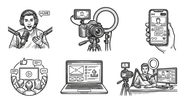 Various Media Production and Technology Icons.