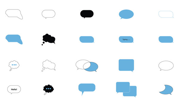 Modern Chat Bubbles Set, Speech and Thought Bubble Vector Pack