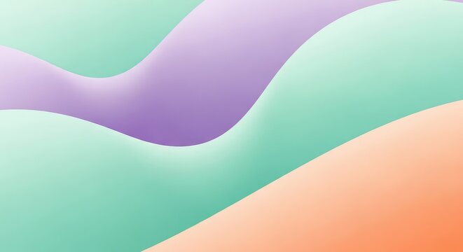 Fondo abstracto minimalista con suaves ondas fluidas y degradados en tonos pasteles de menta, lila y melocot&oacute;n, ideal para dise&ntilde;os modernos, menta, melocot&oacute;n, ambiente