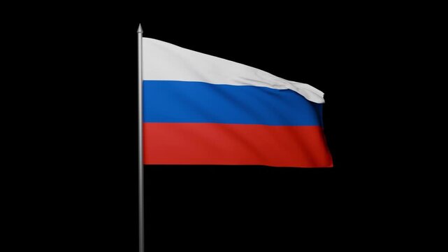 Russia Flag Waving Animation Alpha Transparent FHD | Realistic Russian Flag Loop