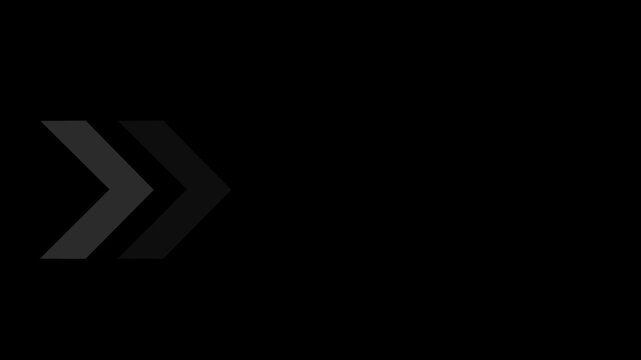 Dynamic abstract loading animation featuring pulsing chevron arrow moving in a continuous loop on a minimalist black background, for modern digital, interface and user, experience projects