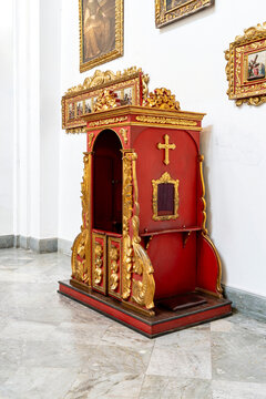 Colombia, Bogota, a confessional in the church Capilla del Sagrario.
