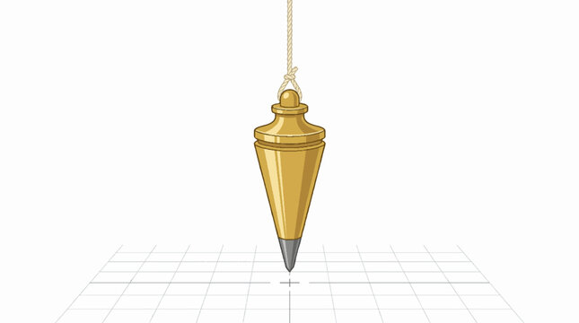 A classic brass plumb bob hanging vertically.