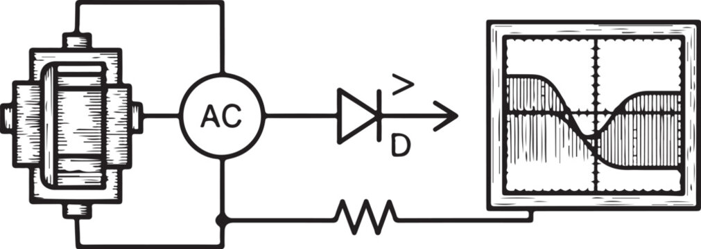 Understanding AC to DC Conversion Transformers Diodes Filters Waveform Smoothing vector illustration