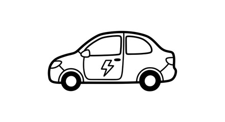 Obraz premium Electric car with lightning symbol.