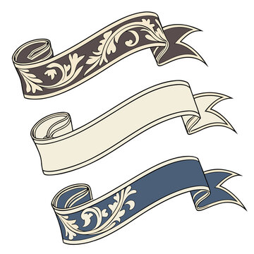 Vintage ribbons with floral patterns