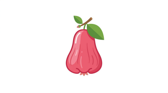 Rose Apple Fruit with Green Leaves Vector Illustration