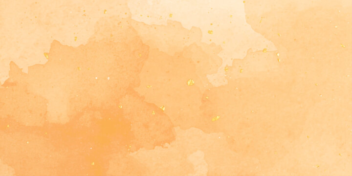 Warm orange watercolor background with gold flecks and soft gradient texture for design and artistic projects