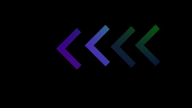 Dynamic neon chevron arrows pulsing in a rhythmic sequence, abstract motion background, featuring vibrant gradient, color transitions and, minimalist geometric shapes, for modern digital presentations