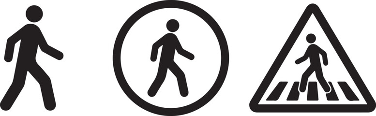 Black pedestrian signs and icons on white © NasimaAktar