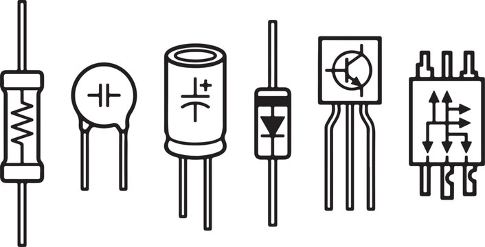 Various electronic components icons