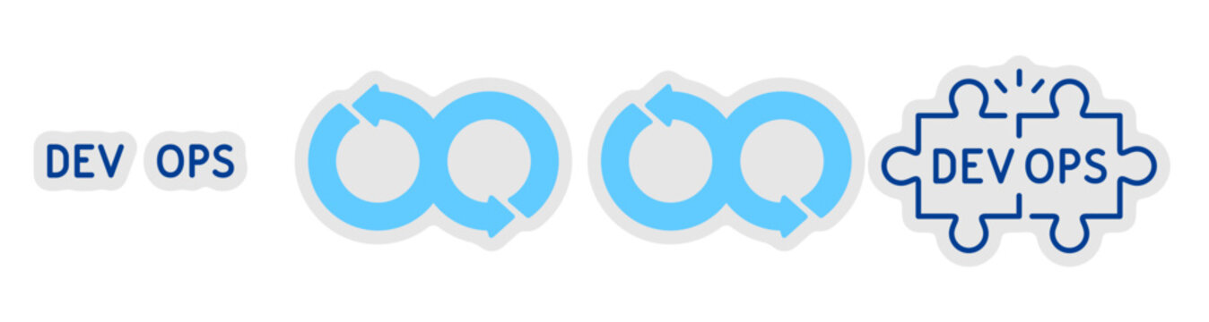 Devops symbol repeating in continuous integration layout. Editable stroke