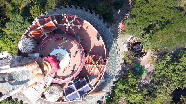 Overhead aerial view of Wat Samphran Dragon Temple in the Sam Phran District - Nakhon Pathom province