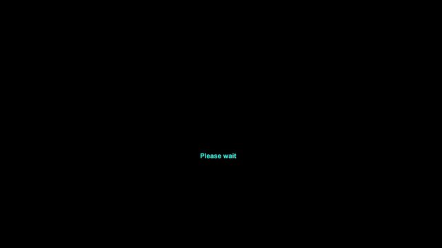 Minimalist loading screen with please wait text and curved progress bar.