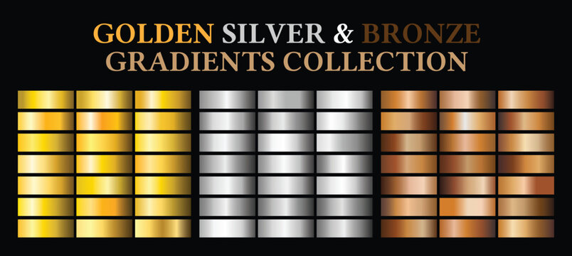Golden Silver and Bronze Metal Gradients Mega Set for Graphic Design
