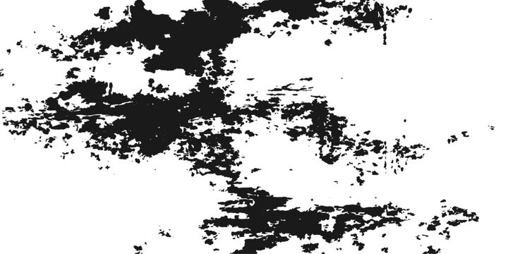 Abstract grunge background with black ink splats and a decorative floral border pattern featuring a dirty paint spray texture in a vector illustration design