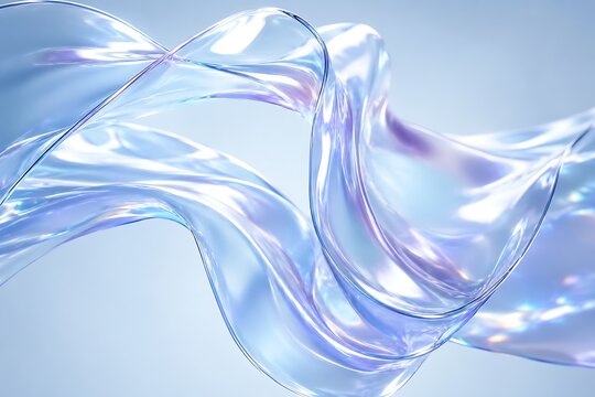 Abstract flowing iridescent liquid wave with light reflections