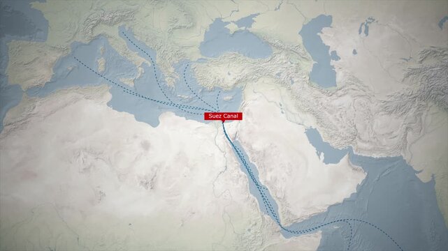 Suez Canal on the World Map, Strategic Location and Full Details Animation