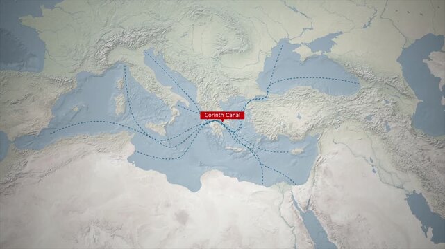 Corinth Canal on the World Map, Strategic Location and Full Details Animation