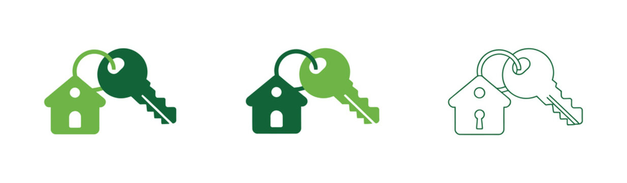 Professional key and house keychain silhouette vector design for real estate, security, and property concepts.