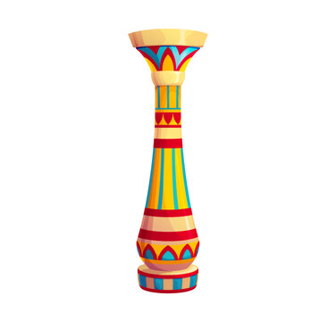 Ancient Egypt game icon of Egyptian pharaoh pyramid and temple treasure, cartoon vector. Egyptian column or pillar of ancient architecture and Pharaoh monument temple for Egypt arcade game