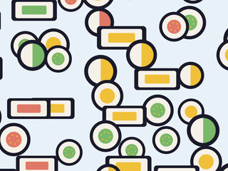 Maki Sushi Pattern Colorful Japanese Cuisine Design © iushakovsky