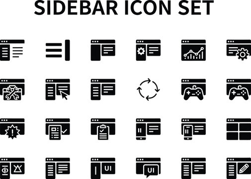 Professional collection of user interface web sidebar layout elements for modern software application development tasks