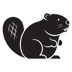 Fototapeta premium Black beaver icon with large tail. Symbolizing nature, wildlife, and engineering.