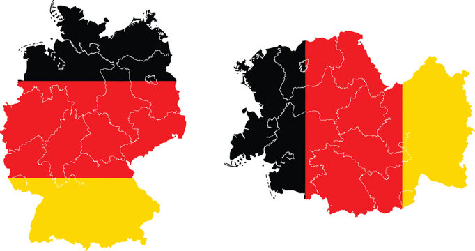 Germany and belgium maps with flag colors
