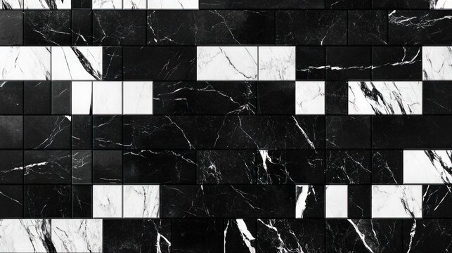 black and white marble tile wall seamless pattern