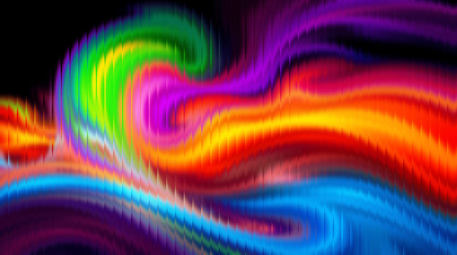 Colorful swirling abstract background with rainbow gradient waves