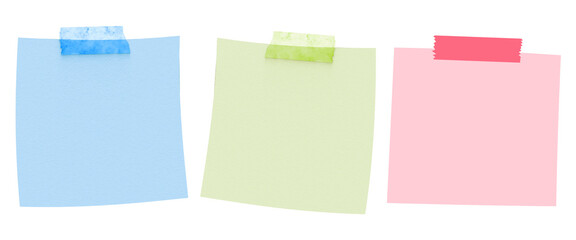 Sticky note reminder. Post it note paper. Yellow, black, blue, purple sheets for notes isolated with clipping path on background © Design Zone