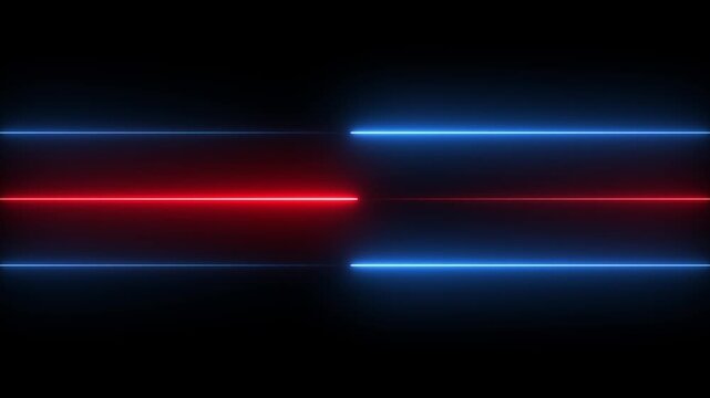 Three neon lines moving horizontally on black background.
