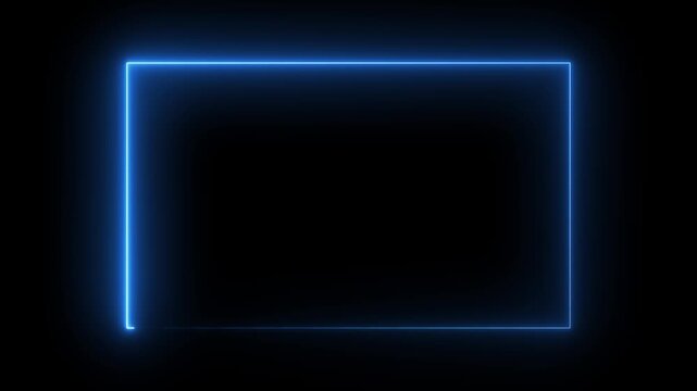 Rectangle picture frame with four tone neon color and isolated black background.
