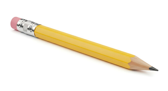 Yellow pencil with eraser tip lying flat
