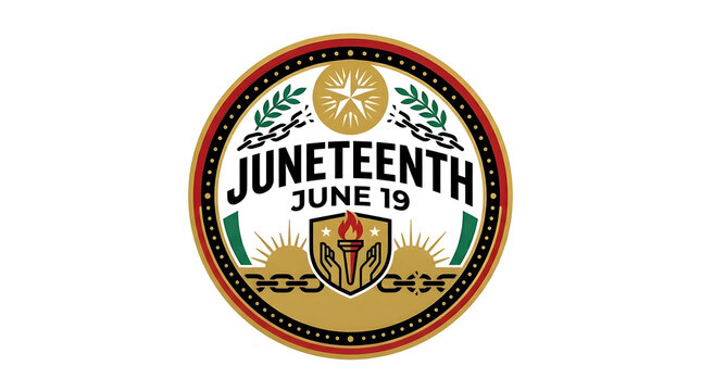 Juneteenth celebration badge with text